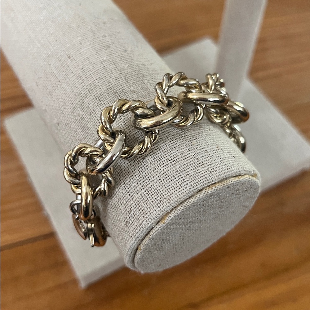 J Crew gold tone mixed link bracelet, 7”